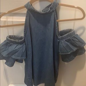 Chambray off the shoulder blouse